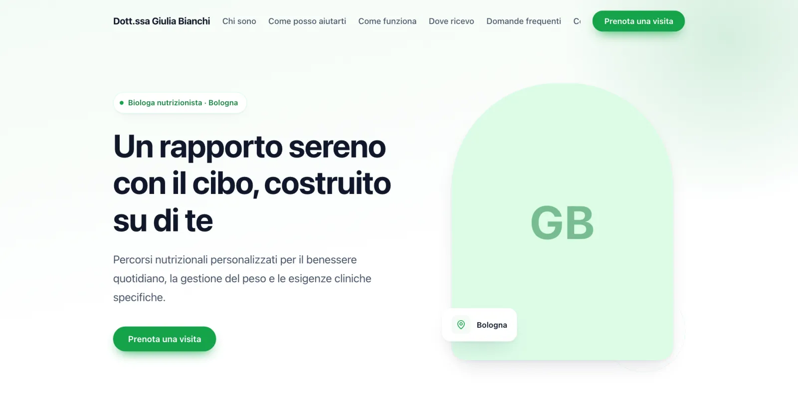 Sito web di uno studio di nutrizione creato con NutriDesk