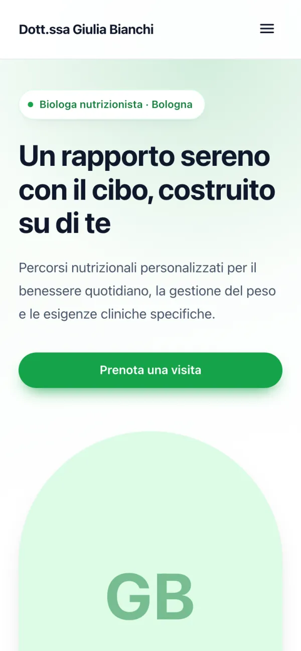 Il sito dello studio visto da smartphone